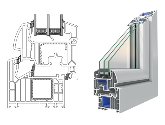 Dwarsdoorsnede en demohoek van de Impakt PLUS Rond