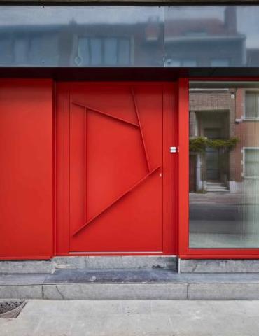 Aluminium voordeur in felrood