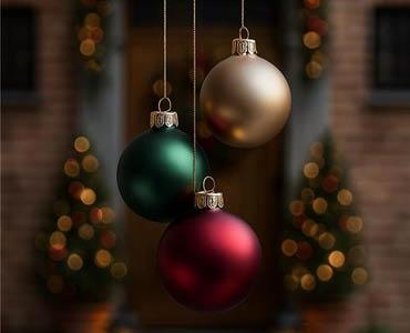 Kerstballen in drie verschillende kleuren